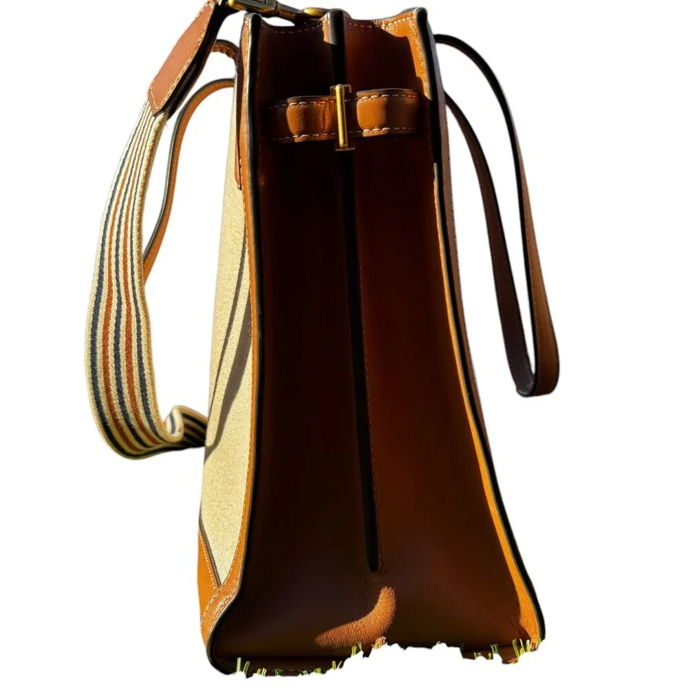 Tory Burch Walker Canvas Satchel in Natural with Striped Strap - Picture 8 of 16